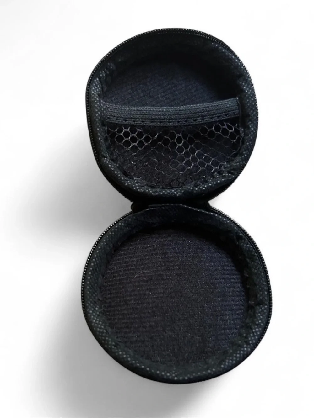 Compact Black Travel Accessory Case - Small Round Organizer